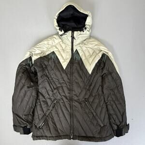 Volcom Stone Boardwear Down Snowboard Ski Jacket Hooded Black Ivory Insulated